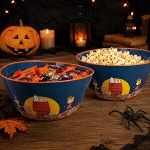 Peanuts Great Pumpkin Charlie Brown Halloween Melamine Serving Bowl Set 12" XL